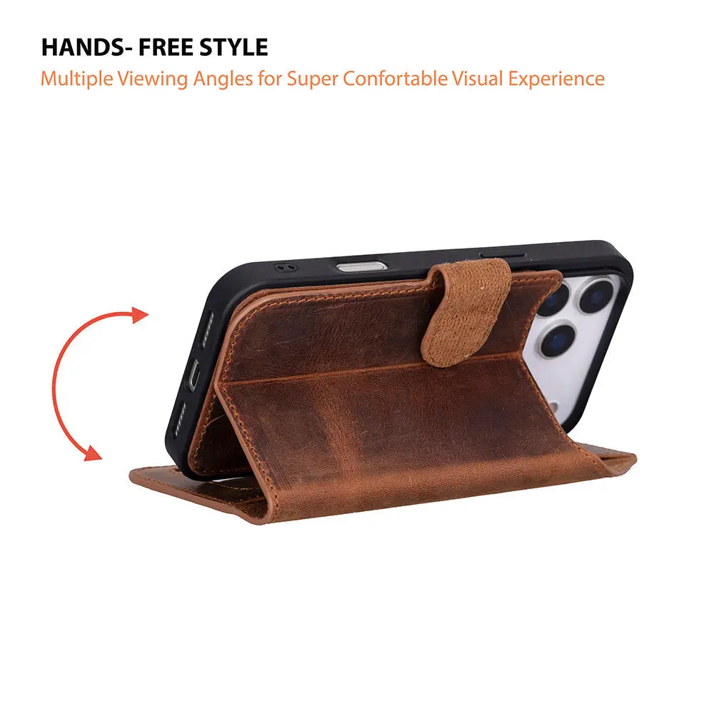 iPhone 17 Pro Max Leather Wallet Case Detachable RFID MagSafe – Magic Series