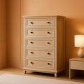 Farmhouse Style 5 Drawer Dresser 42 Inch Tall Rustic Finish