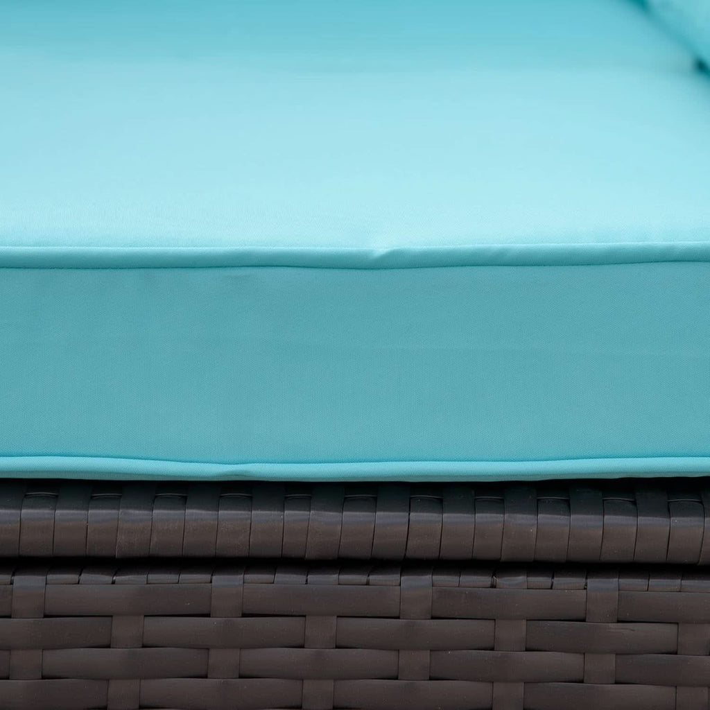 Turquoise Seven-Piece Outdoor Wicker Sectional Sofa Set
