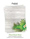 Floral Rustic Wood Stationery Paper: Cute Letter Writing Paper for Home, Office, 25 Sheets (Border Paper Design) - Paperback