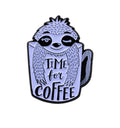 Coffee Sloth - Time For Coffee Enamel Lapel Pin
