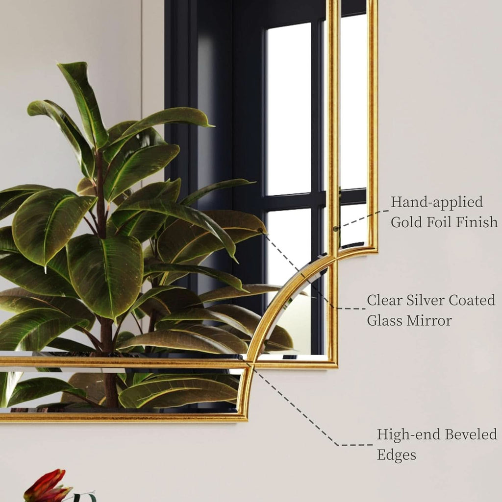 Gold Beveled Full Length Mirror 60x30 Inches Wall Mounted