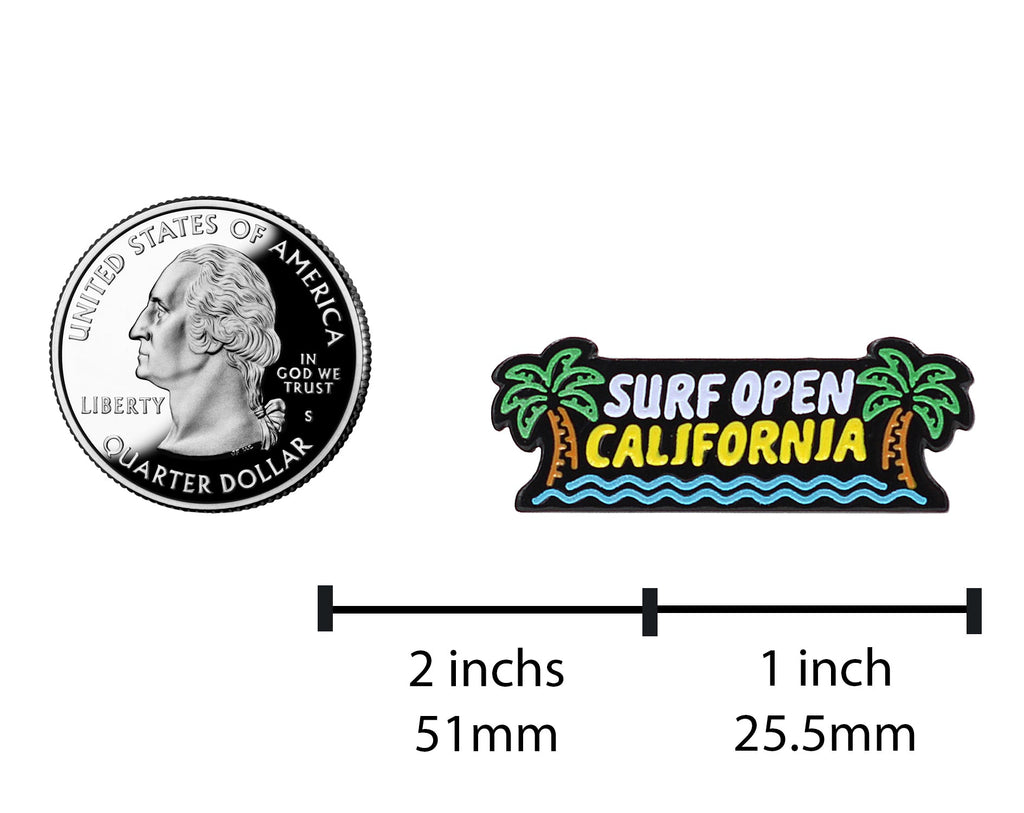 Surf Open California Neon Sign Enamel Pin - Glow-In-The-Dark Souvenir Pin