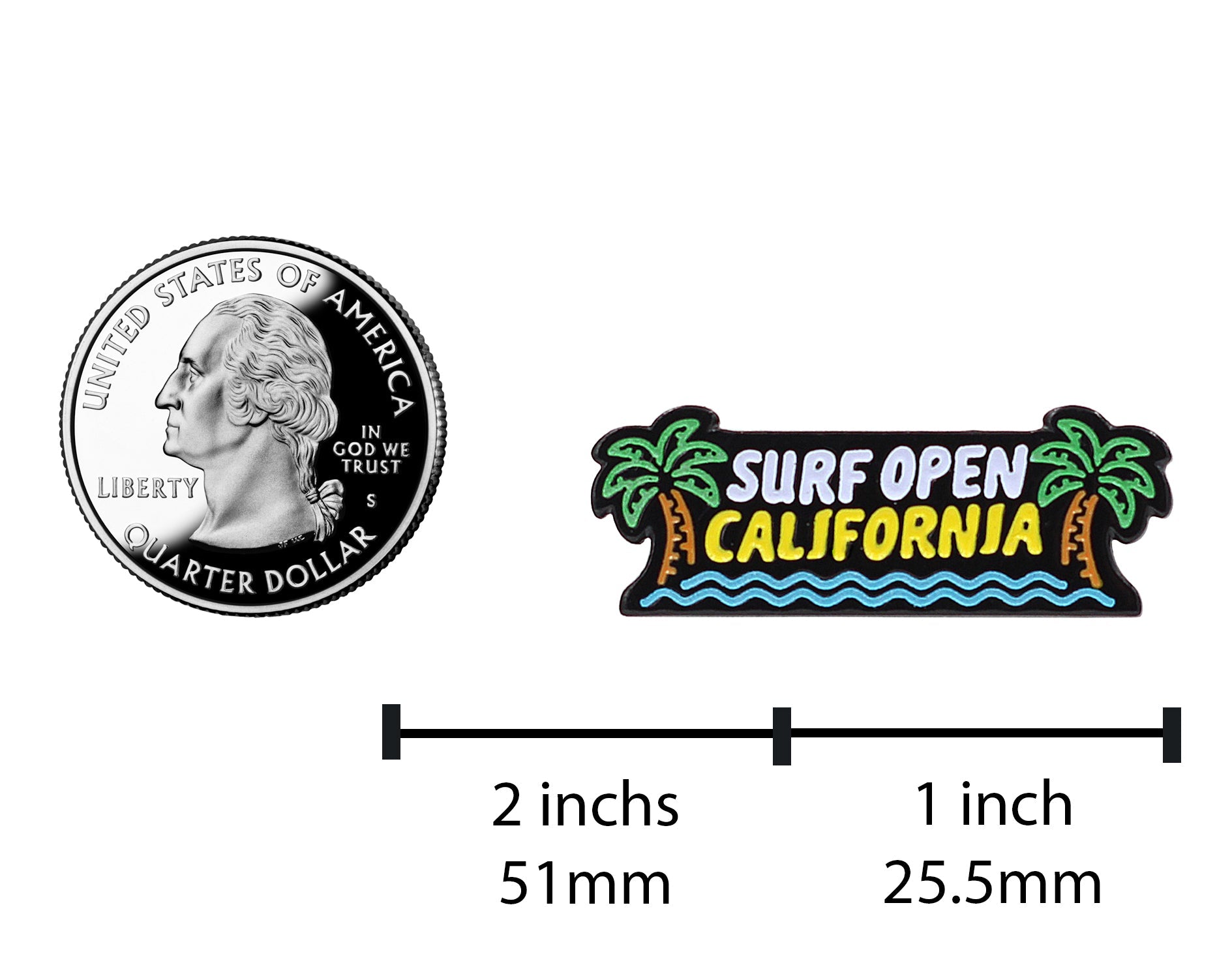 Surf Open California Neon Sign Enamel Pin - Glow-In-The-Dark Souvenir Pin