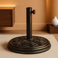 18 Inch Bronze Cast Stone Umbrella Base With Resin Shell For Patio Weather Resistant Outdoor Use