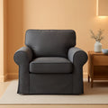 Ektorp Armchair Cotton Slipcover Dark Grey Replacement For IKEA Ektorp Chair