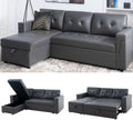 Sleeper Sectional Sofa With Convertible Bed In Dark Gray