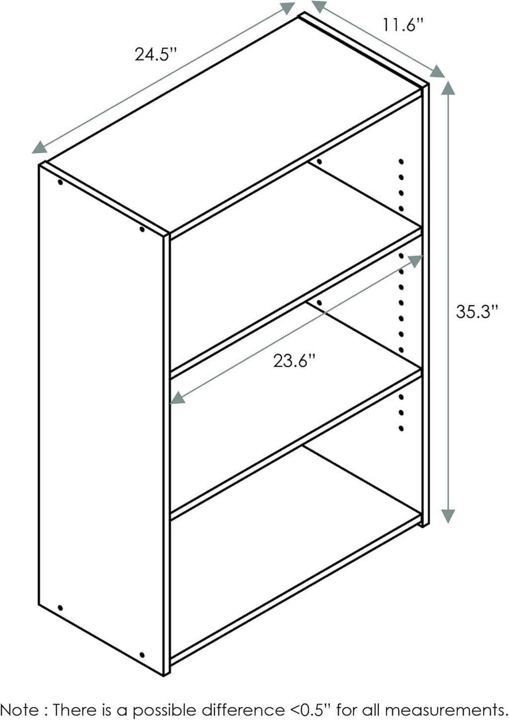 Soft White 3 Tier Bookcase With Open Shelves Living Room