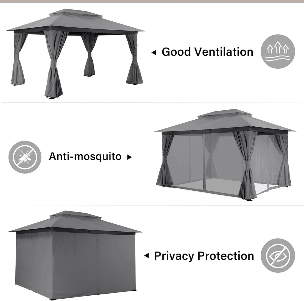 Outdoor Gazebo 10x13 With Mosquito Netting Weatherproof