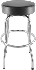 29 Inch Iron Backless Swivel Bar Stool With Padded Black Leatherette Seat And Chrome Frame