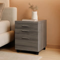 Dark Taupe 3 Drawer File Cabinet With Lockable Castors For Mobile Home Office Use