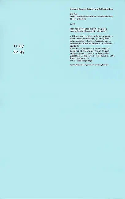 Seven Controlled Vocabularies and Obituary 2004. the Joy of Cooking: [Airport Novel Musical Poem Painting Film Photo Hallucination Landscape] - Paperback