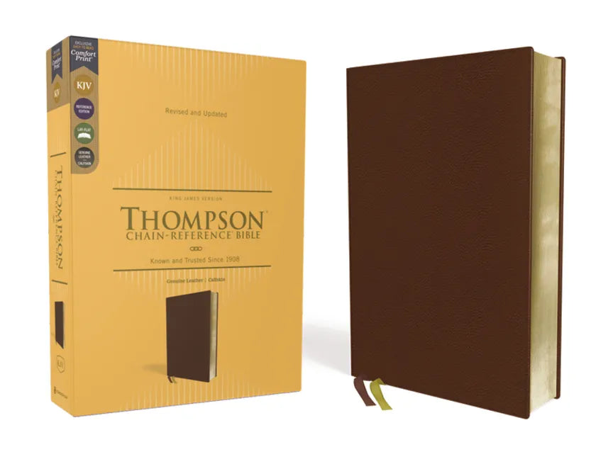 Kjv, Thompson Chain-Reference Bible, Genuine Leather, Calfskin, Brown, Red Letter, Comfort Print - Leather