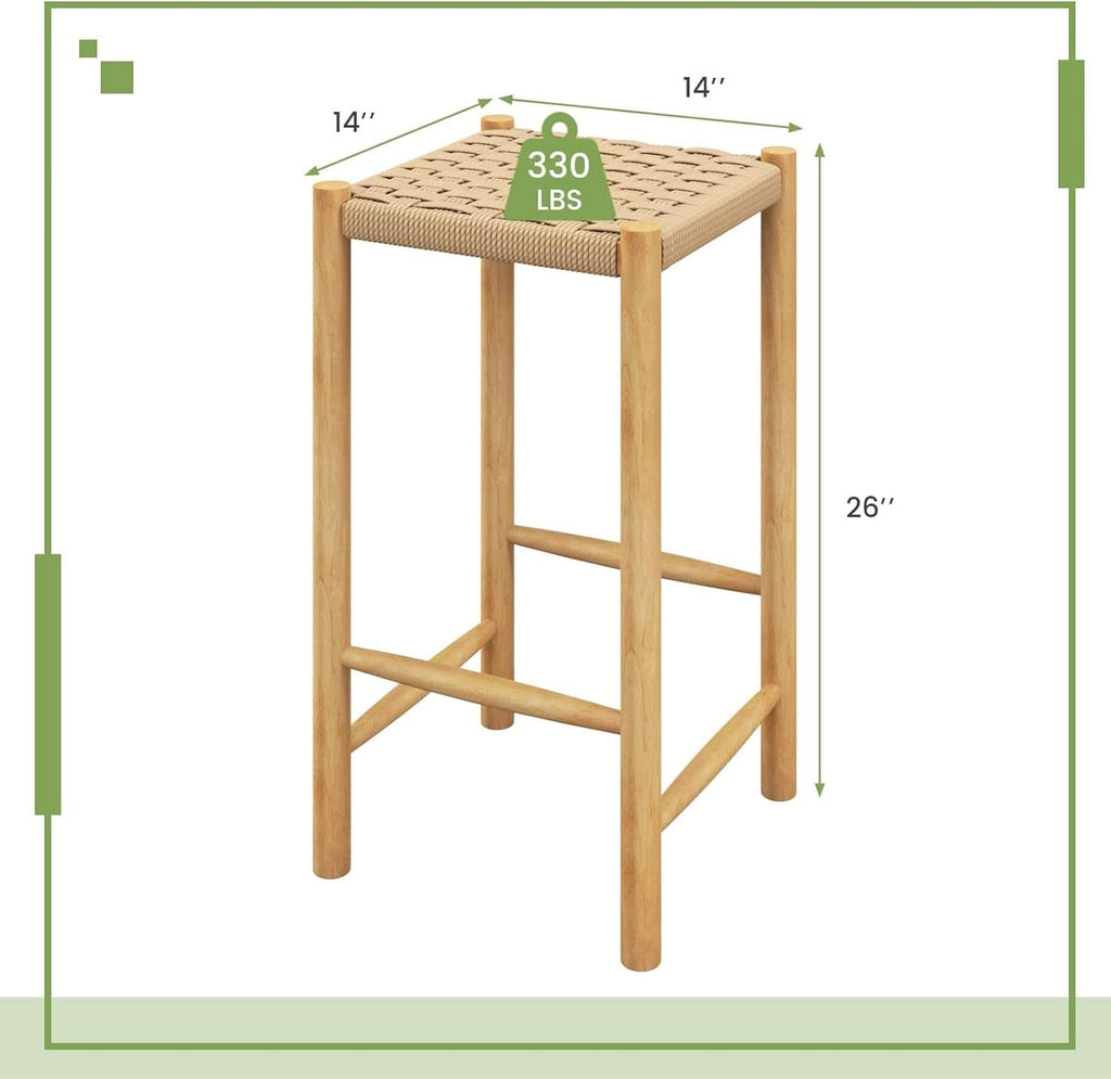 26 Inch Counter Height Wood Bar Stools Set of Two