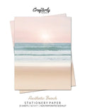 Aesthetic Beach Stationery Paper: Cute Letter Writing Paper for Home, Office, Letterhead Design, 25 Sheets - Paperback