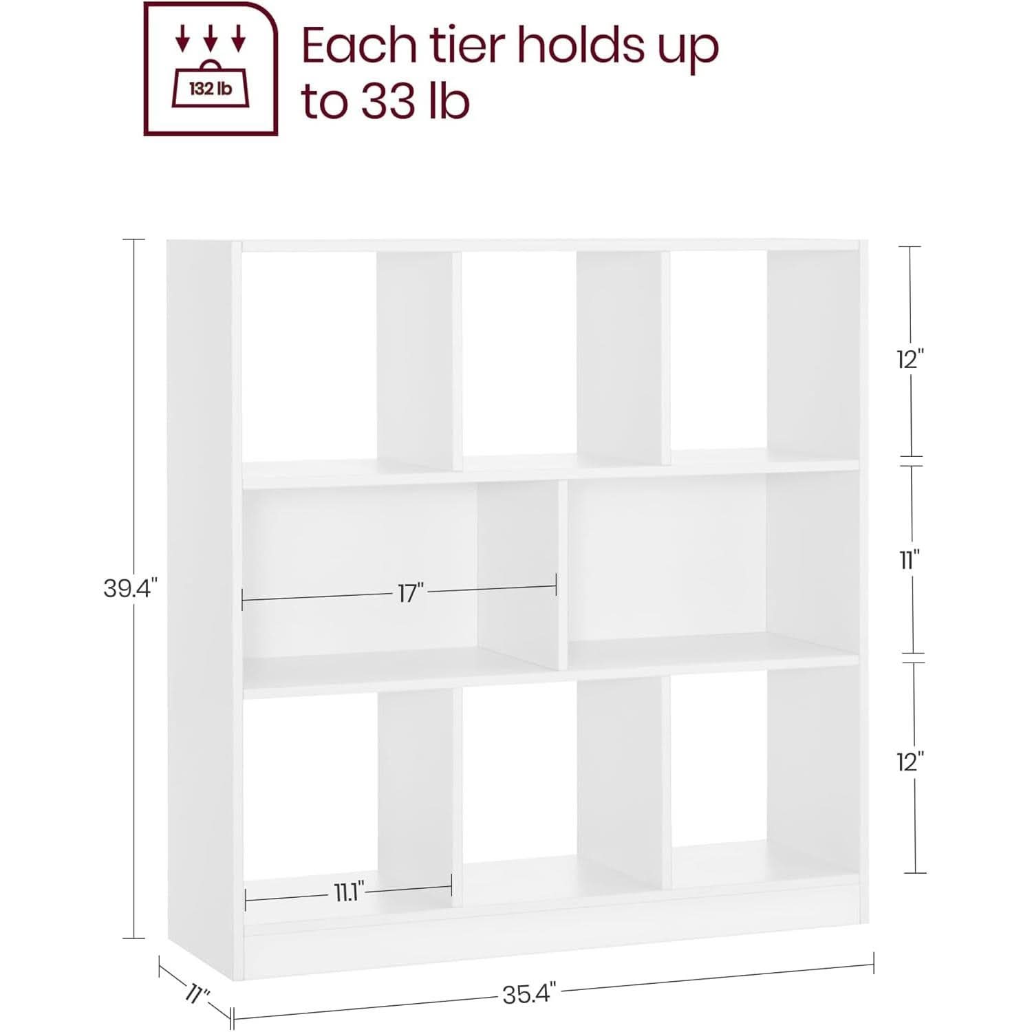 White Bookcase With 8 Open Compartments Freestanding Storage Shelf 11x35.4x39.4