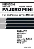 Mitsubishi Pajero Mini 660cc English Mechanical Factory Service Manual - Paperback