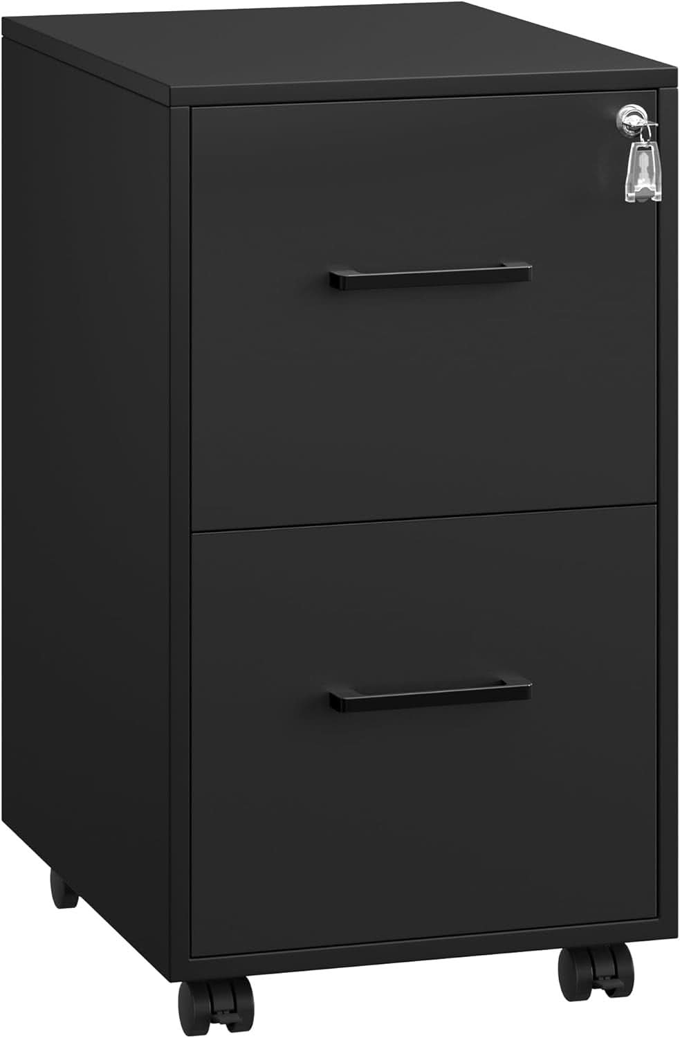Matte Black Locking File Cabinet 17.7 X 14.4 X 25.4 Inches