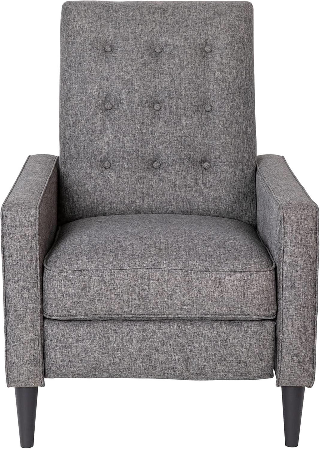 Ezra Pushback Recliner Gray Fabric Mid Century Modern