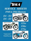 BSA BANTAM D1-D3-D5-D7 'SERVICE SHEETS' 1948-1966 RIGID, SPRING FRAME AND SWING ARM 125cc-150cc-175cc MODELS - Paperback