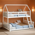 Solid Wood Twin Over Full Bunk Bed White With Guardrails