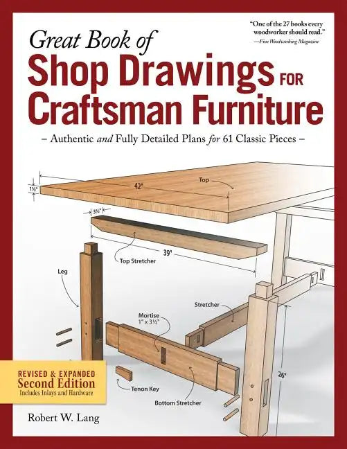 Great Book of Shop Drawings for Craftsman Furniture, Revised & Expanded Second Edition: Authentic and Fully Detailed Plans for 61 Classic Pieces - Hardcover