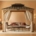 Spruce Wood Gazebo 11x13 With Double Roof Outdoor Patio