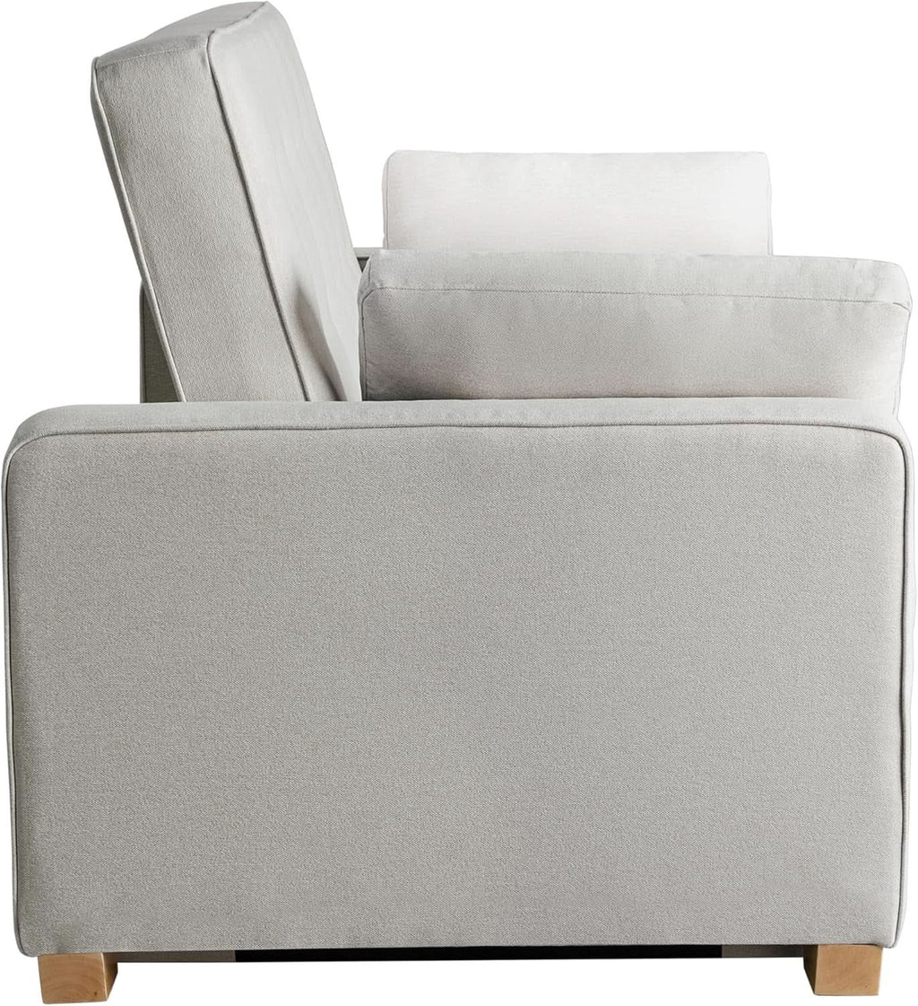 Queen Size Convertible Sleeper Sofa Oyster Upholstery