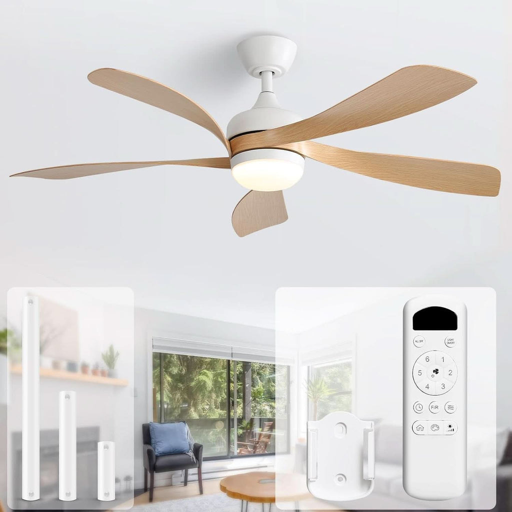 52 Inch Outdoor Ceiling Fan With Dimmable LED Light Remote