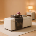 Fifty Inch Upholstered Storage Ottoman Bench Beige