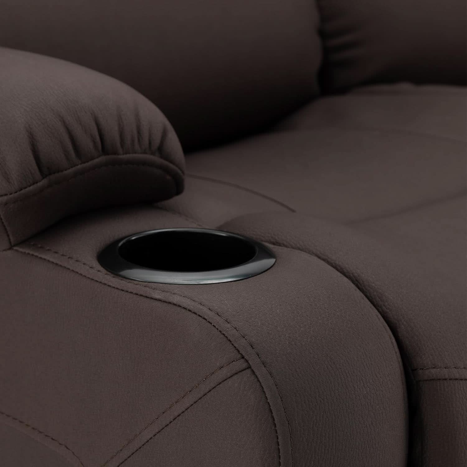 58 Inch Double Wall Hugger Theater Recliner Sofa, Chocolate
