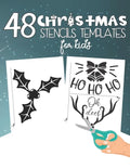 48 Christmas Stencils Templates For Kids: Stencil Book For Kids With 48 Cute Christmas Holiday Clip Arts Templates For Christmas Cutouts Handmade Deco - Paperback