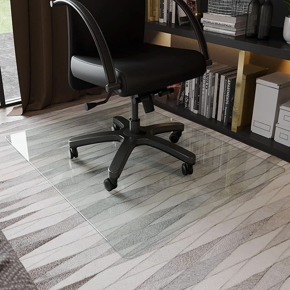 Tempered Glass Chair Mat For Carpet 36x46 Inches Anti Slip