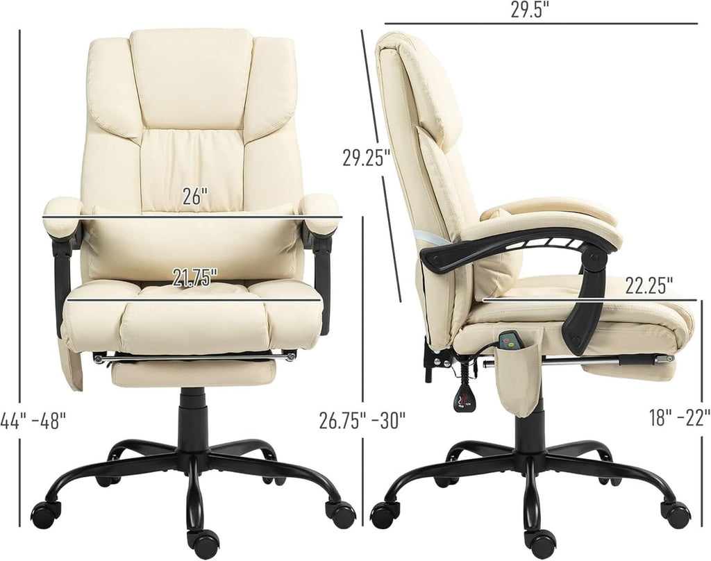 High Back Massage Chair With 6 Point Vibration Beige