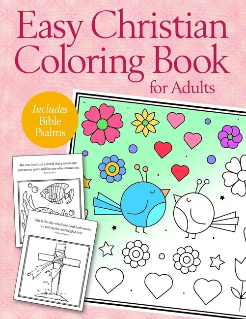 Easy Christian Coloring Book for Adults: Calming Large Print Psalms for Seniors and Beginners - Paperback