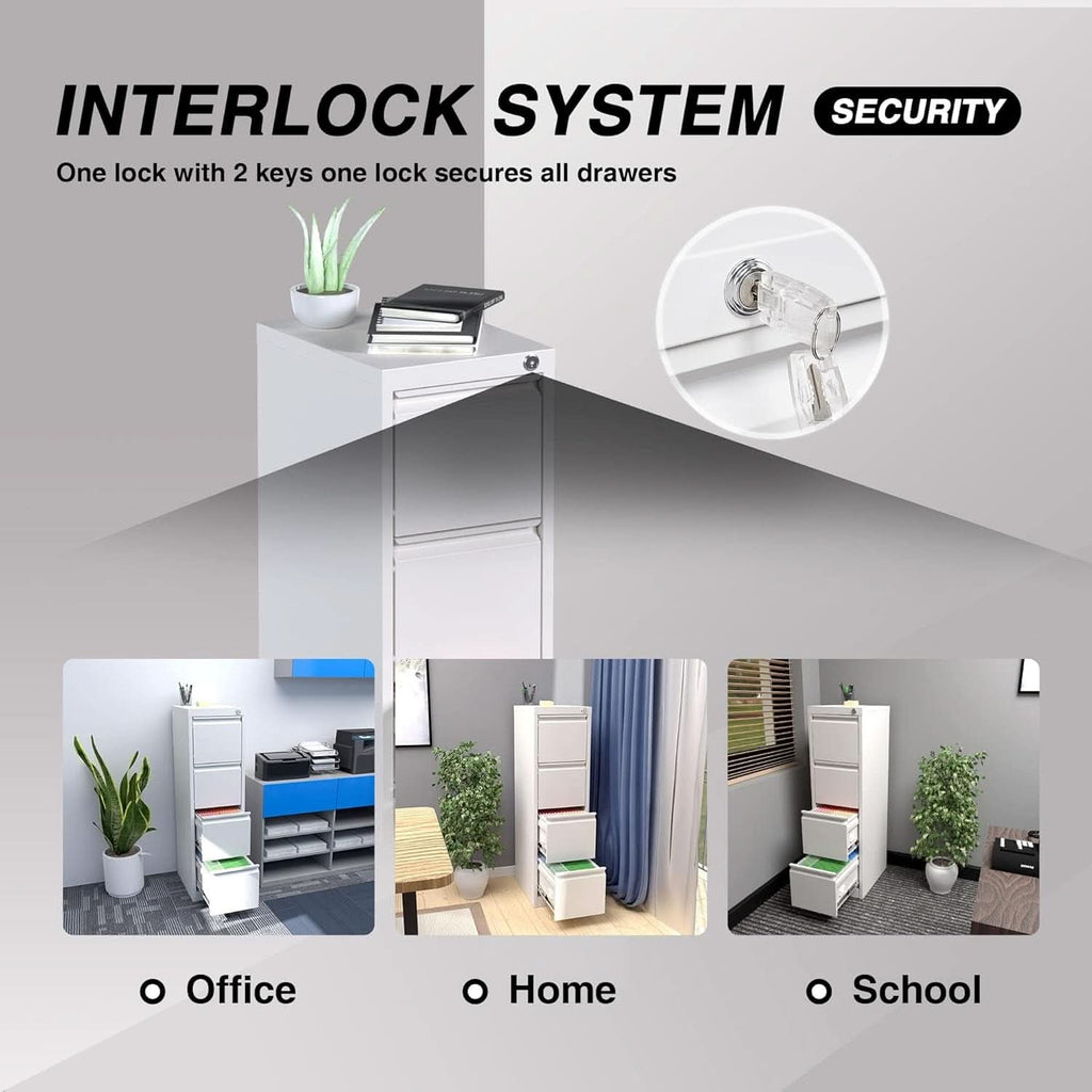 4 Drawer Metal Vertical Locking File Cabinet For Letter And Legal Files