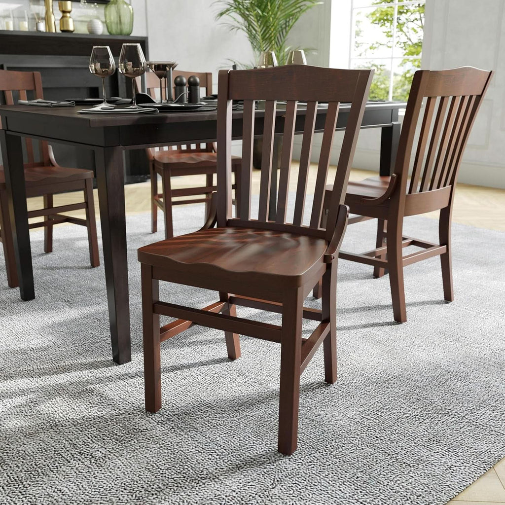 Mahogany Wood Dining Chair Walnut Finish Traditional Style