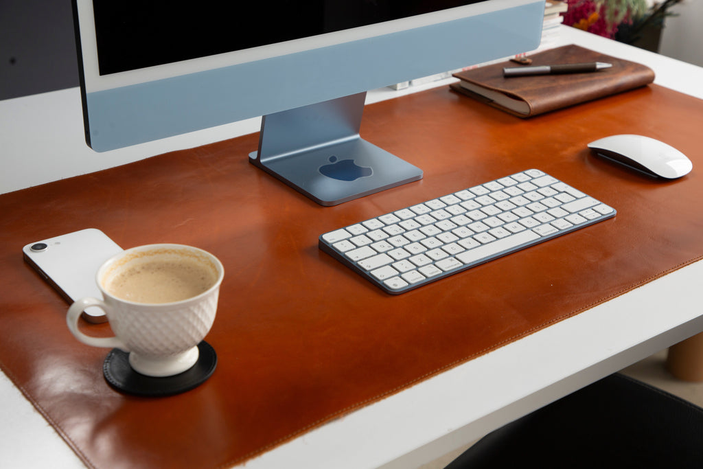 Natural Leather Desk Mat (37 cm x 80 cm)