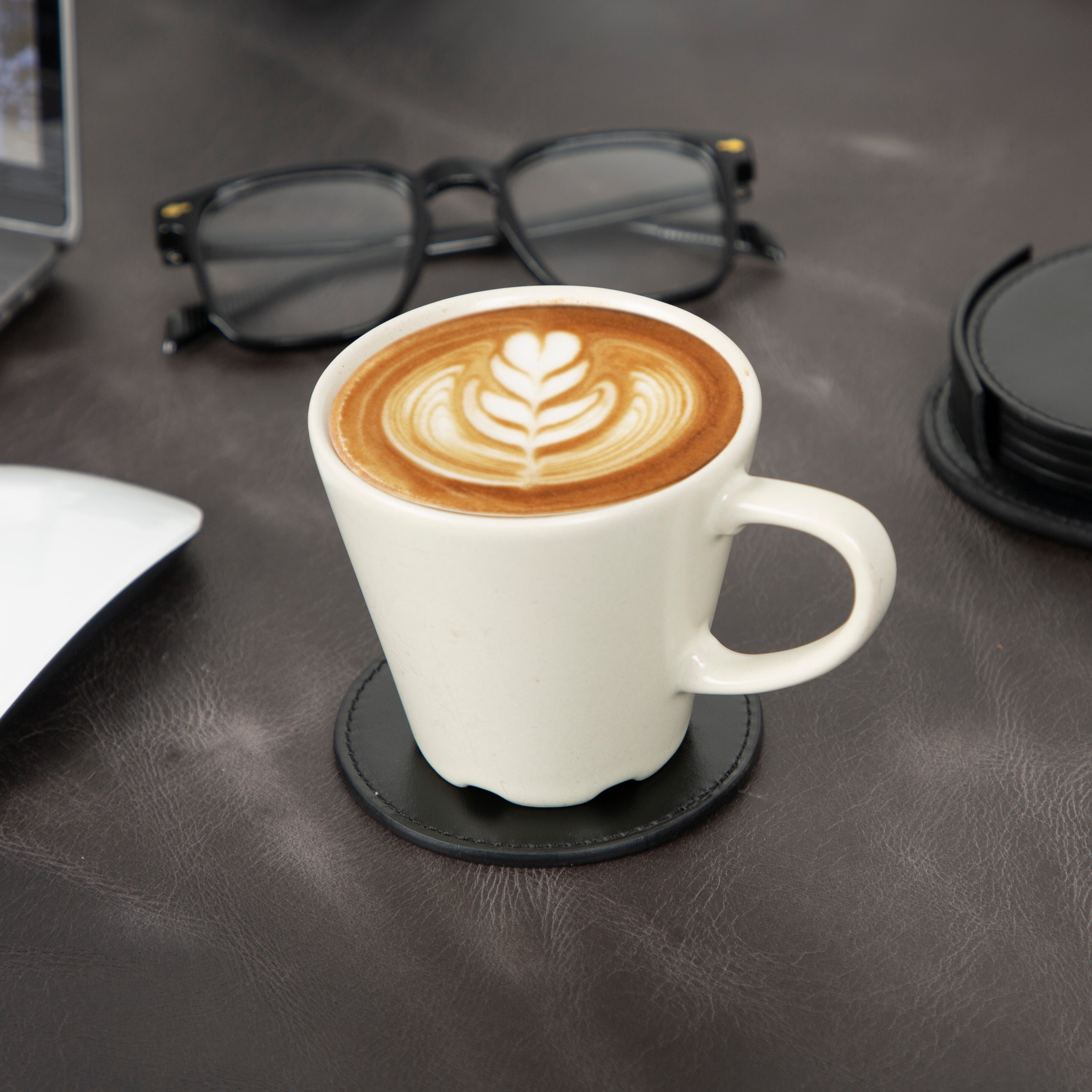 Divine Cup Leather Coaster Set