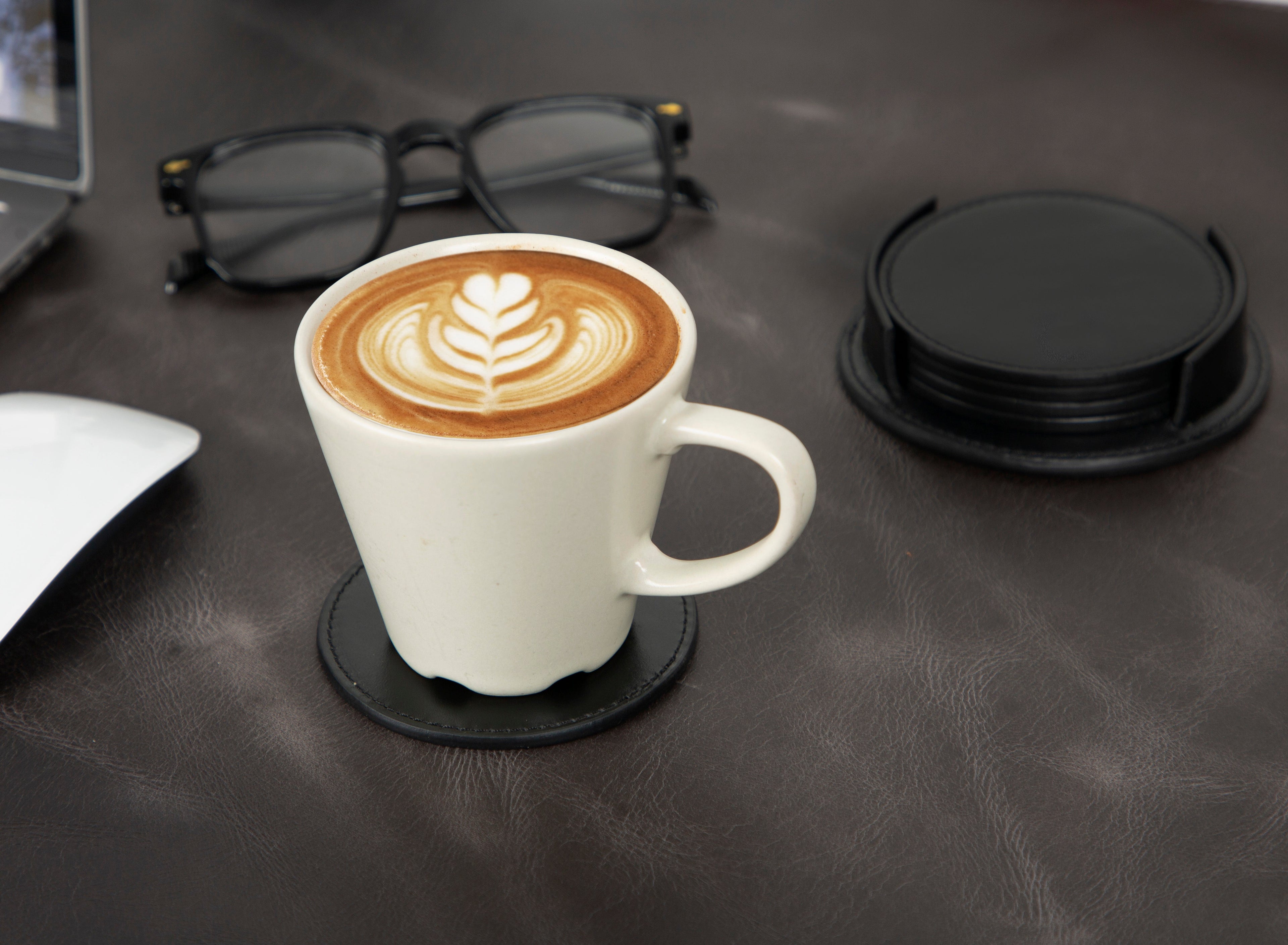 Divine Cup Leather Coaster Set