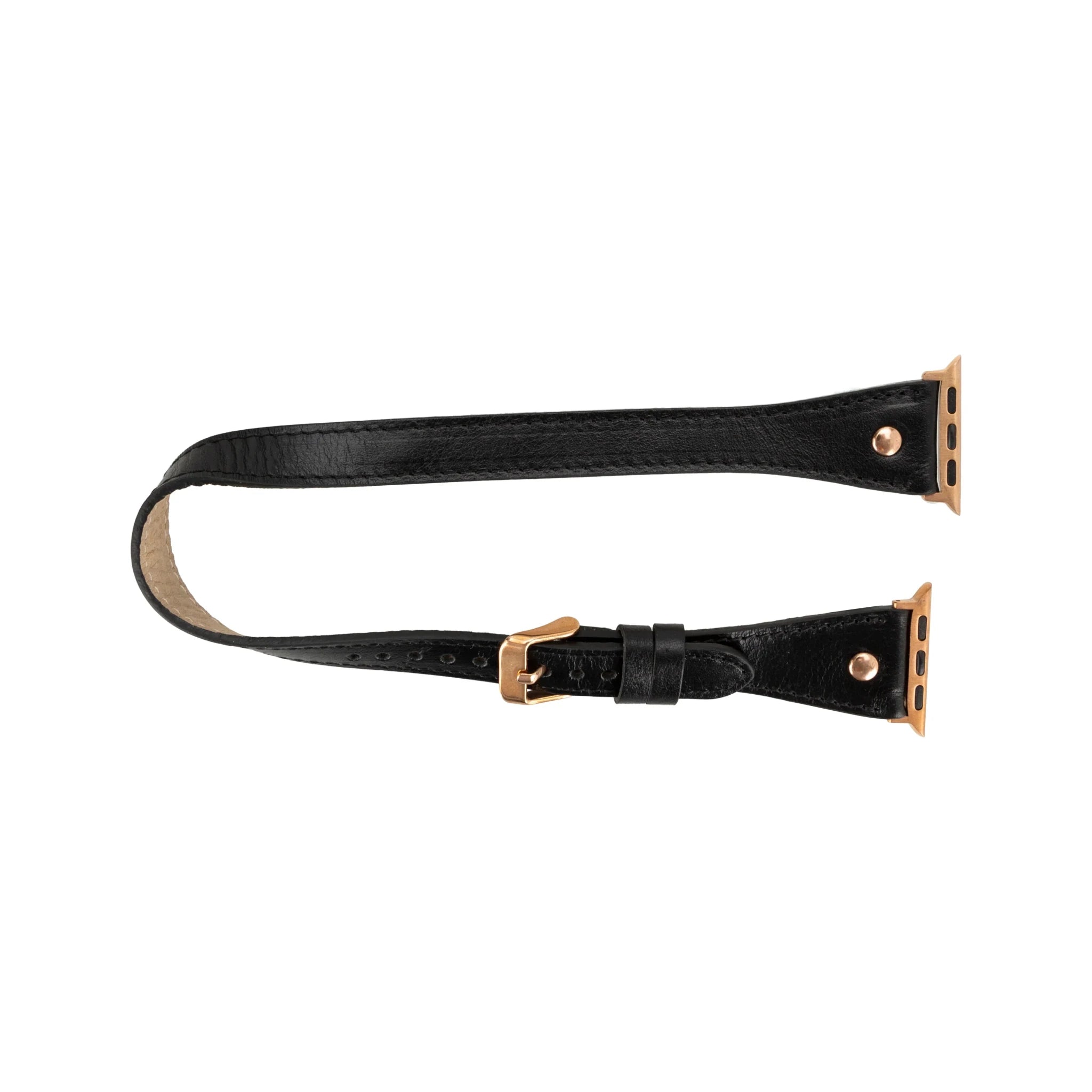Hector Double Tour Leather Apple Watch Band with Rose Gold Trok