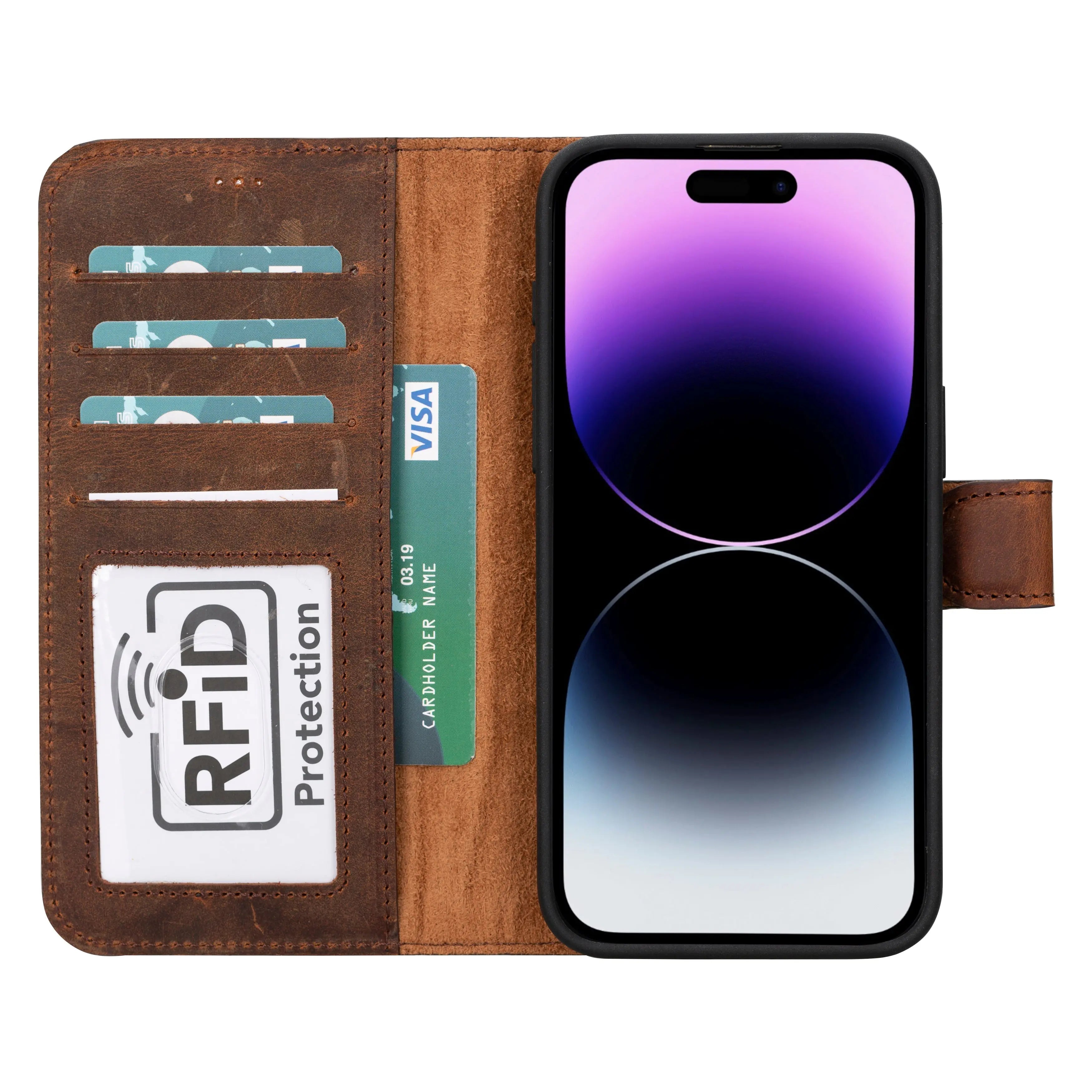 iPhone 16 Pro Max Leather Wallet Case Detachable RFID MagSafe – Magic Series