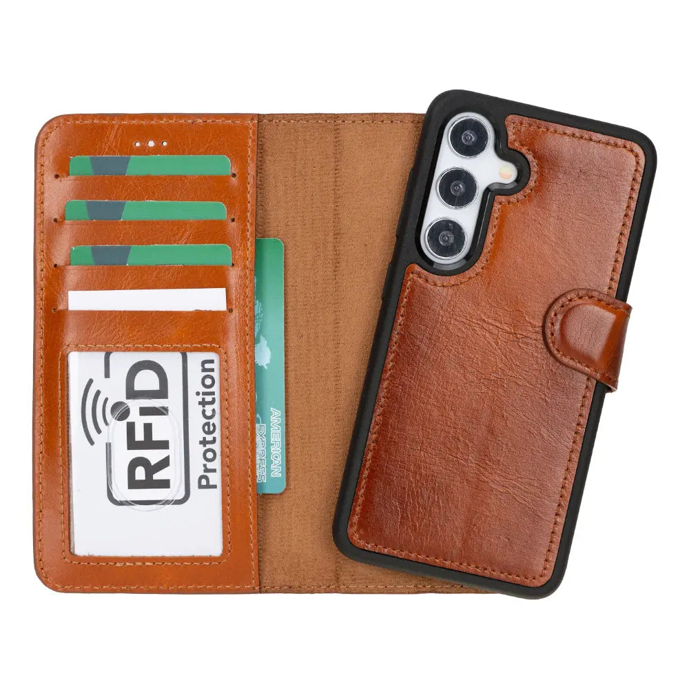 Samsung Galaxy S25 Leather Wallet Case Detachable RFID – Magic