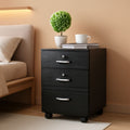 26 Inch High 3 Drawer File Cabinet With Lock On Wheels Wood Black Finish For Home Office For Letter Size Folders