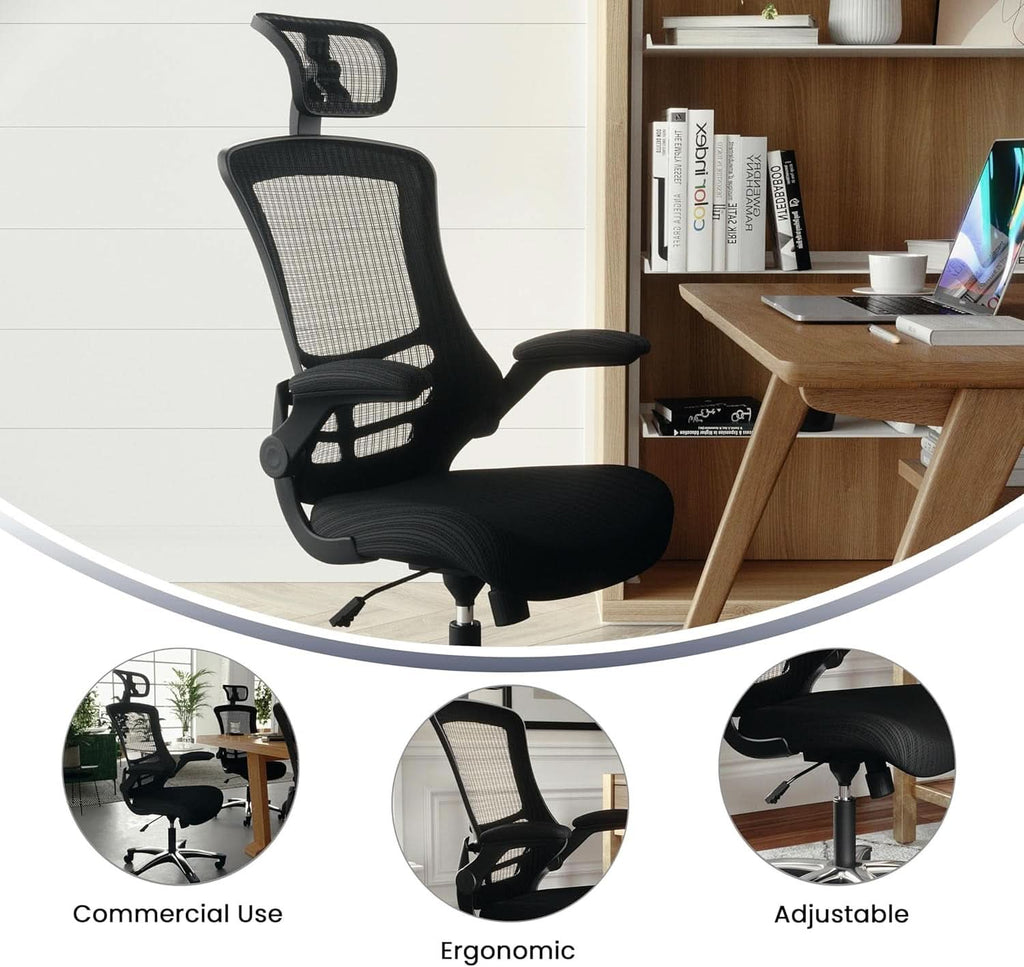 High Back Swivel Office Chair With Lumbar Support Black