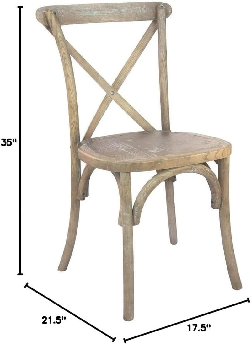 2 Pack Medium Natural Elmwood X Back Dining Chairs Stackable for Banquet Halls and Events