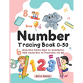 Number Tracing Book 0 - 50: Handwriting Practice Paper for Kindergarten, Kids and Preschoolers, Trace Numbers and Word Numbers, Math Activity Workbook - Paperback