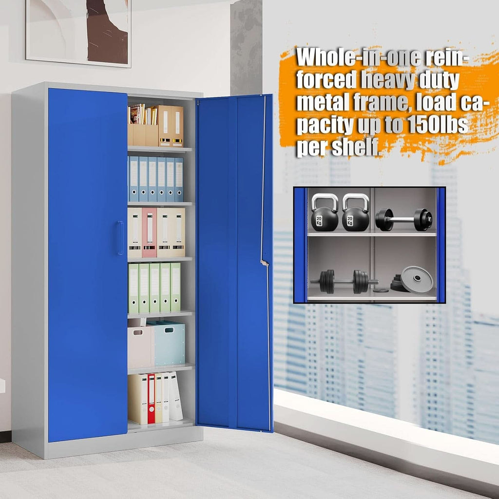 Lockable 71 Inch Metal Garage Storage Cabinet For Home Office