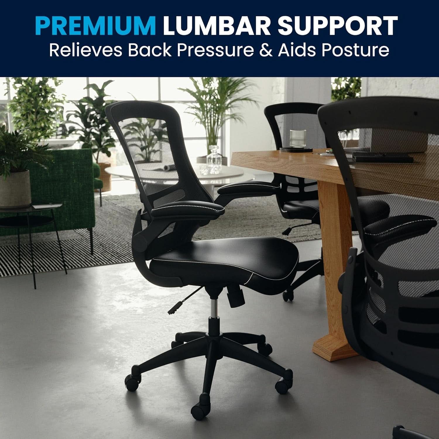Kelista Mid-Back Ergonomic Office Chair With Adjustable Height, Black