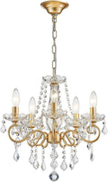 Gold Mini Crystal Chandelier With Five Bulbs Living Room